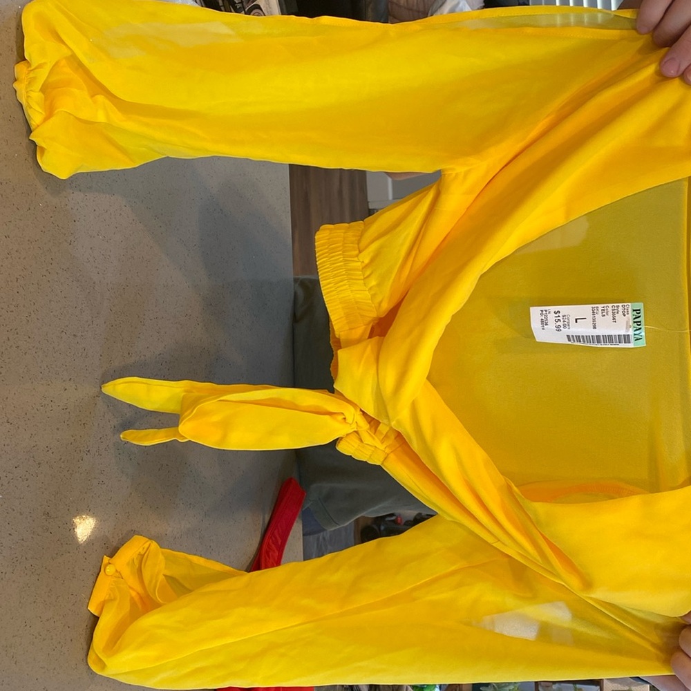 Yellow crop top with tie